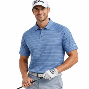 Slazenger Golf Polo Shirt Mens XL Blue Striped Short Sleeve Performance